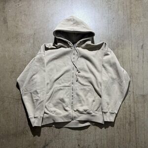 Brandy Melville Hoodie Womens One Size Beige Full Zip Fleece Sweatshirt Casual